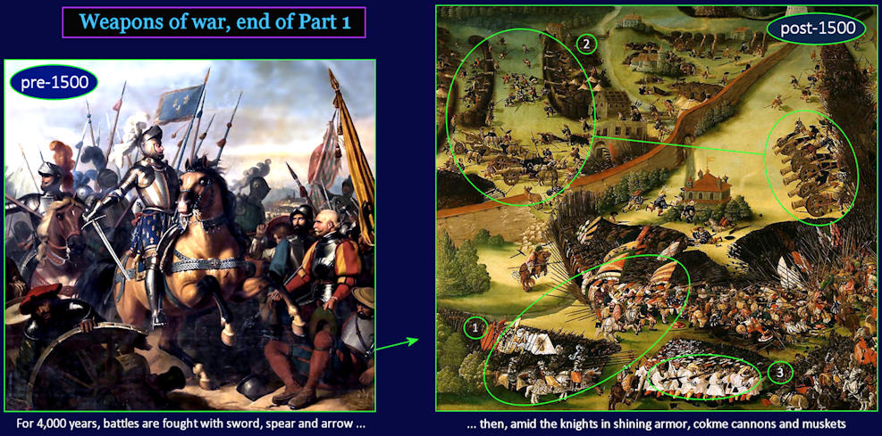 Gunpower changes warfare, 1500